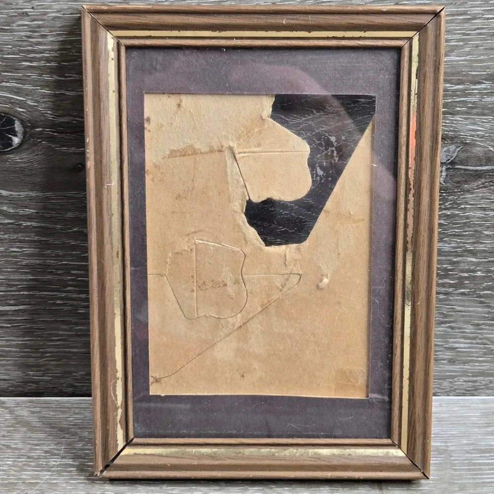 Vintage Wood Grain Picture Frame Small Tabletop Photo Holder Matte Gold Trim